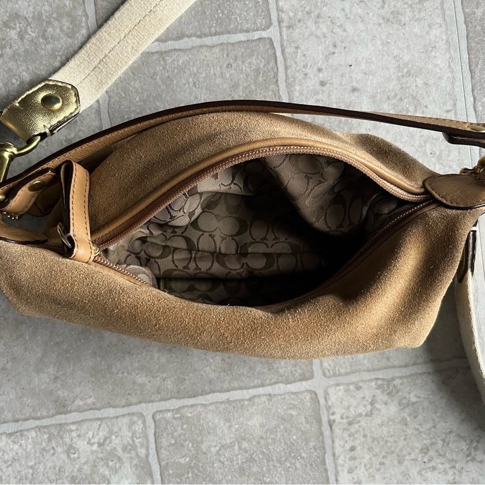 Suede Leatherware Tan Coach Mini Bag Cross Body Strap - Picture 5 of 10